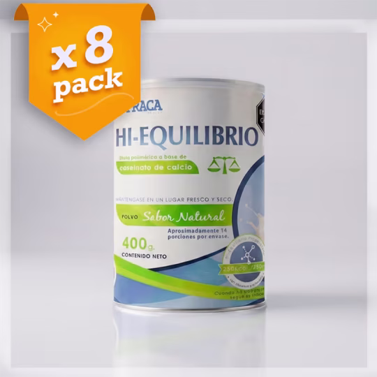 Hi Equilibrio - 8 packs, ahorra el 12%. Dieta polimérica en polvo. Sabor Natural