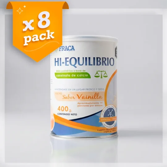 Hi Equilibrio - 8 packs, ahorra el 12%. Dieta polimérica en polvo. Sabor Vainilla